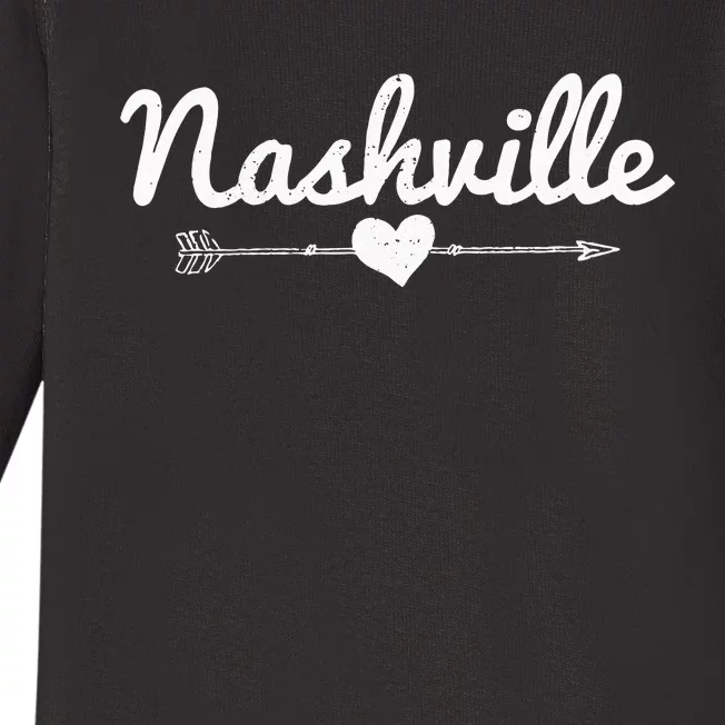 Nashville Tennessee Arrow Heart Music City Souvenir Gift Baby Long Sleeve Bodysuit