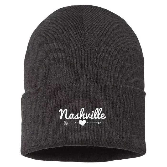 Nashville Tennessee Arrow Heart Music City Souvenir Gift Sustainable Knit Beanie