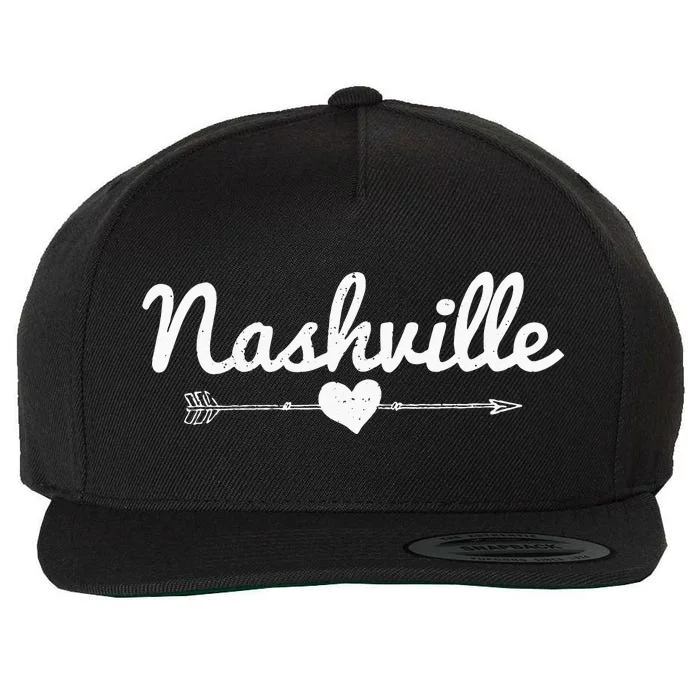 Nashville Tennessee Arrow Heart Music City Souvenir Gift Wool Snapback Cap