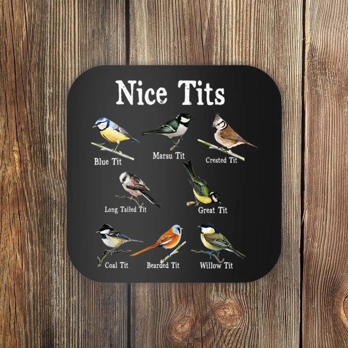 Nice Tits Bird Watching Funny Gifts Adults Birder Humor Coaster