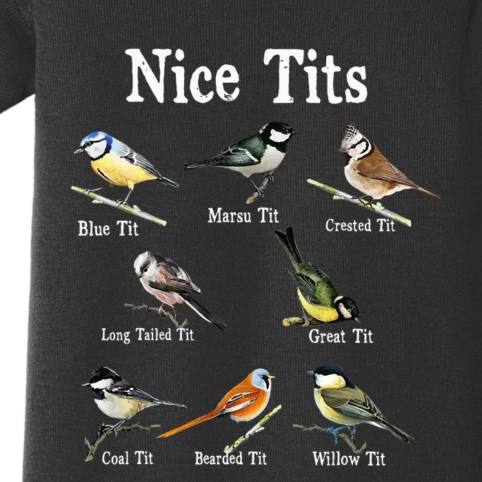 Nice Tits Bird Watching Funny Gifts Adults Birder Humor Baby Bodysuit