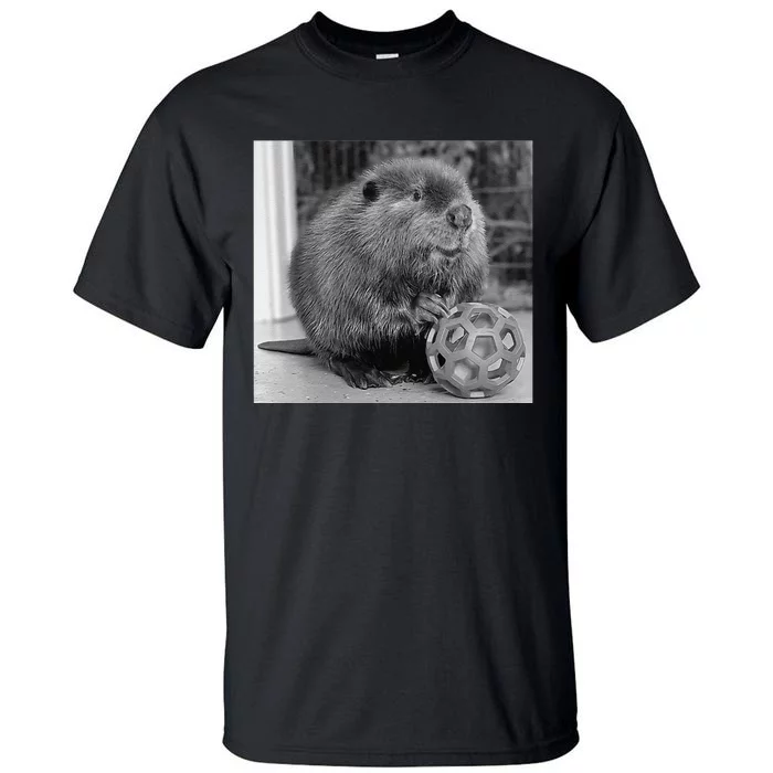 Nibi The Beaver With The Moon Vintage Beaver Lover Tall T-Shirt