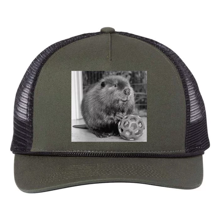 Nibi The Beaver With The Moon Vintage Beaver Lover Retro Rope Trucker Hat Cap