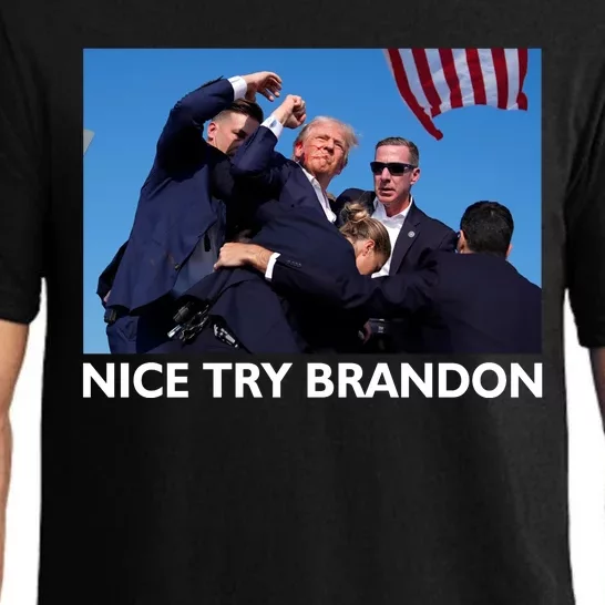 Nice Try Brandon Donald Trump Rally Failed Assassination Pajama Set