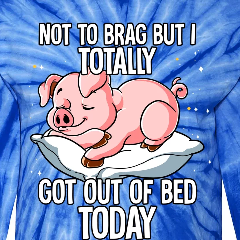 Not To Brag But I Totally Got Out Of Bed Today Pig Funny Gift Tie-Dye Long Sleeve Shirt