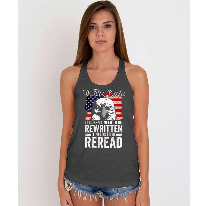 Needs To Be Reread Us Flag Constitution Of The Usa Women's Knotted Racerback Tank