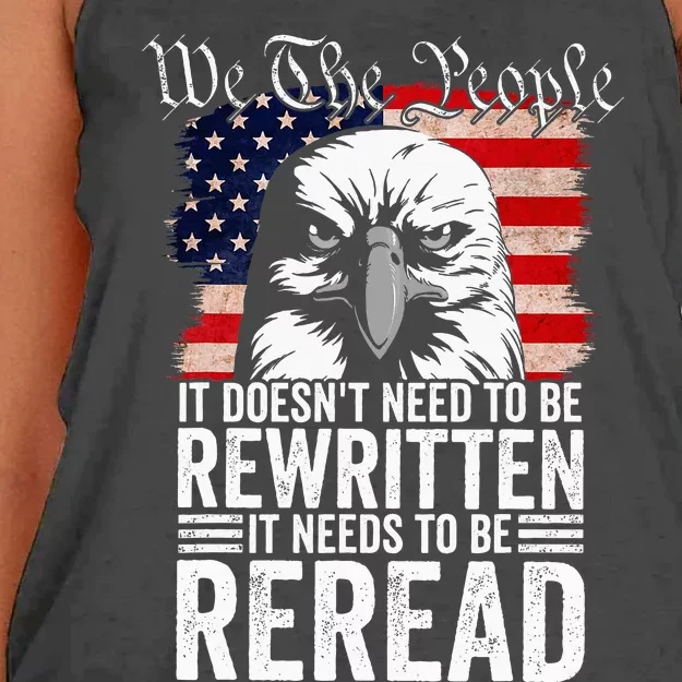 Needs To Be Reread Us Flag Constitution Of The Usa Women's Knotted Racerback Tank