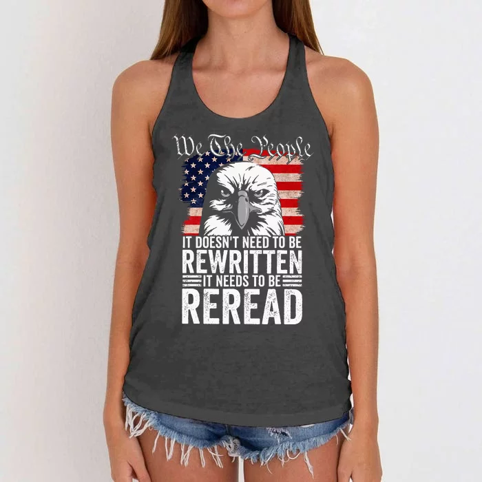 Needs To Be Reread Us Flag Constitution Of The Usa Women's Knotted Racerback Tank