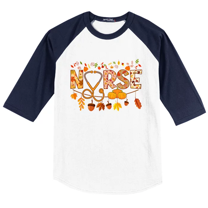 Nurse Thanksgiving Cute Gift Health Worker Nursing Fall Nurse Gift Baseball Sleeve Shirt