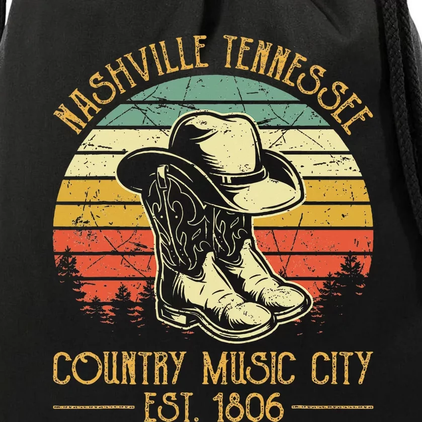 Nashville Tennessee Cowboy Boots Hat Country Music City Drawstring Bag