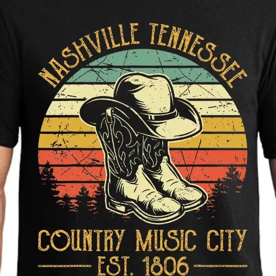 Nashville Tennessee Cowboy Boots Hat Country Music City Pajama Set