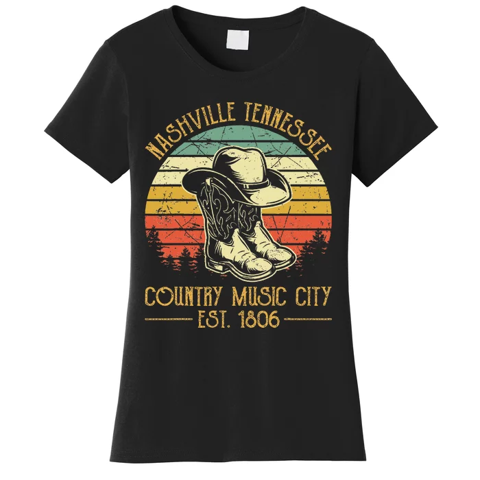 Nashville Tennessee Cowboy Boots Hat Country Music City Women's T-Shirt