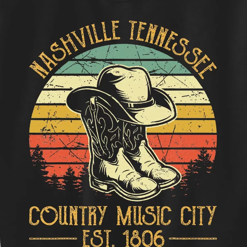 Nashville Tennessee Cowboy Boots Hat Country Music City Kids Sweatshirt