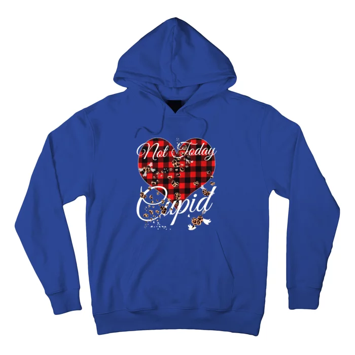 Not Today Cupid Cute Red Plaid Leopard Hearts Valentines Day Gift Hoodie