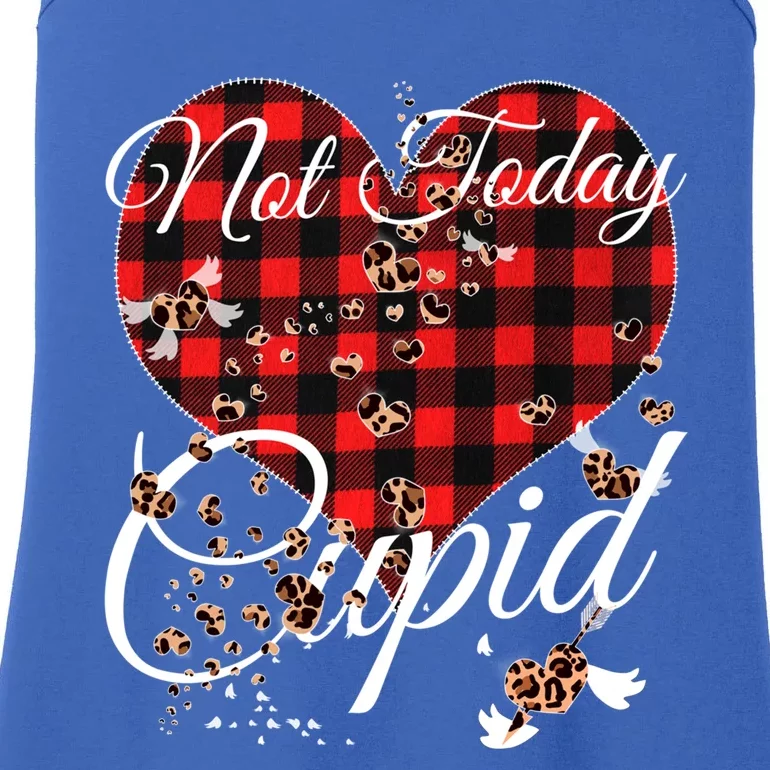 Not Today Cupid Cute Red Plaid Leopard Hearts Valentines Day Gift Ladies Essential Tank