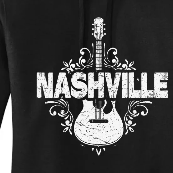 Nashville Tennessee Country Music Lovers Retro Guitar Player Women's Pullover Hoodie