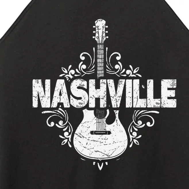 Nashville Tennessee Country Music Lovers Retro Guitar Player Women’s Perfect Tri Rocker Tank