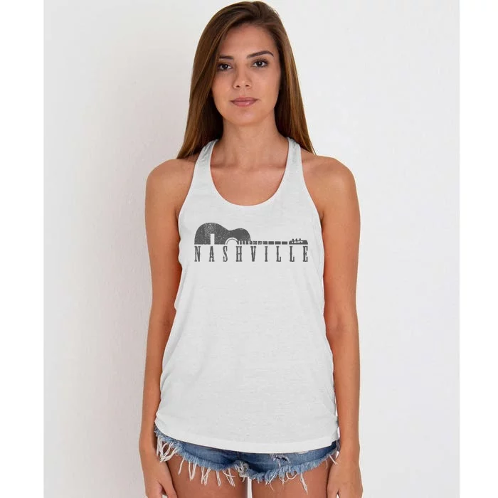 Nashville Tennessee Country Music City Guitar Gift Women's Knotted Racerback Tank