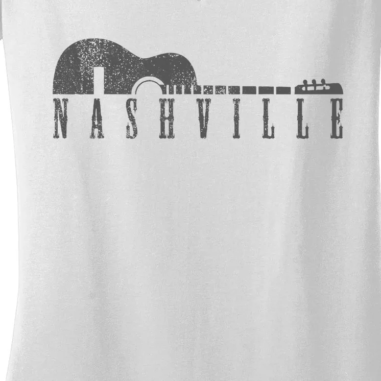 Nashville Tennessee Country Music City Guitar Gift Women's V-Neck T-Shirt