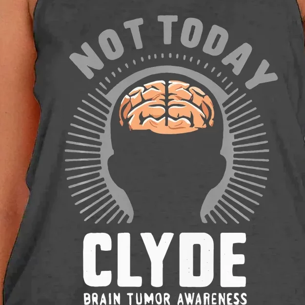 Not Today Clyde Brain Tumor Awareness Design Women's Knotted Racerback Tank