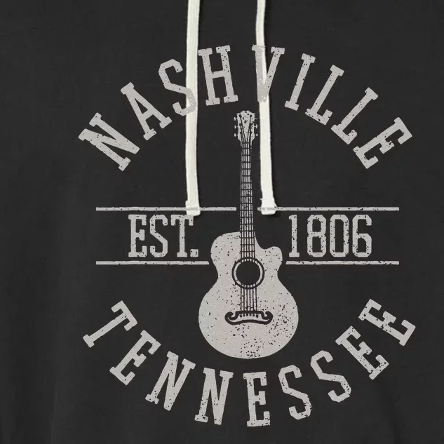 Nashville Tennessee Country Music City Guitar Player Gift Garment-Dyed Fleece Hoodie