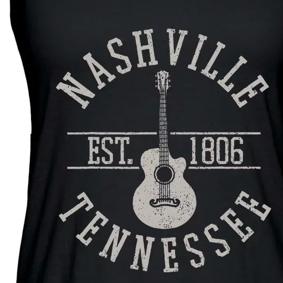 Nashville Tennessee Country Music City Guitar Player Gift Ladies Essential Flowy Tank