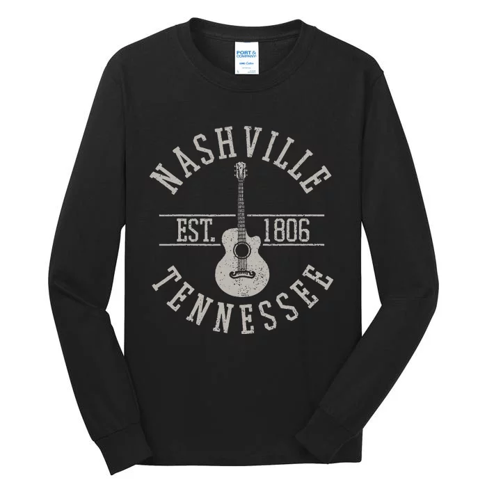 Nashville Tennessee Country Music City Guitar Player Gift Tall Long Sleeve T-Shirt