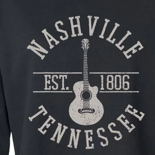 Nashville Tennessee Country Music City Guitar Player Gift Cropped Pullover Crew