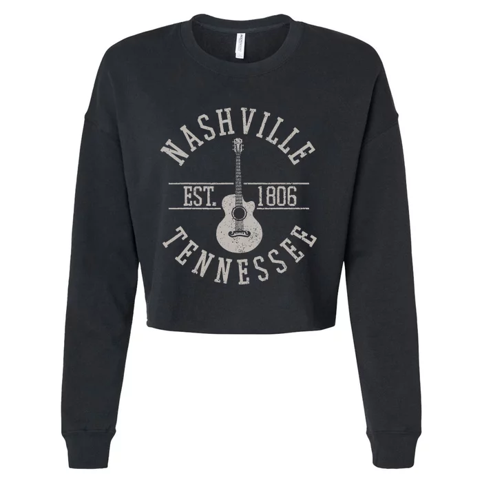 Nashville Tennessee Country Music City Guitar Player Gift Cropped Pullover Crew