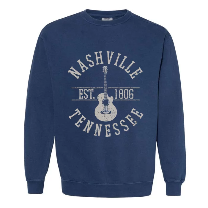 Nashville Tennessee Country Music City Guitar Player Gift Garment-Dyed Sweatshirt