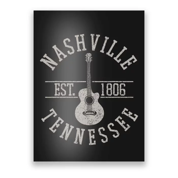 Nashville Tennessee Country Music Usa Guitar Souvenir Poster