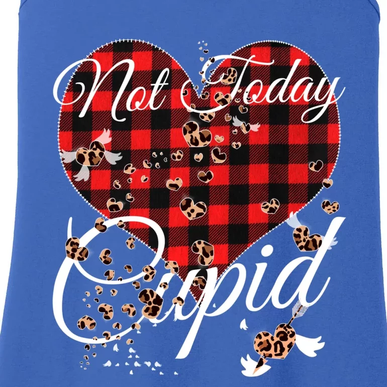 Not Today Cupid Cute Red Plaid Leopard Hearts Valentines Day Meaningful Gift Ladies Essential Tank