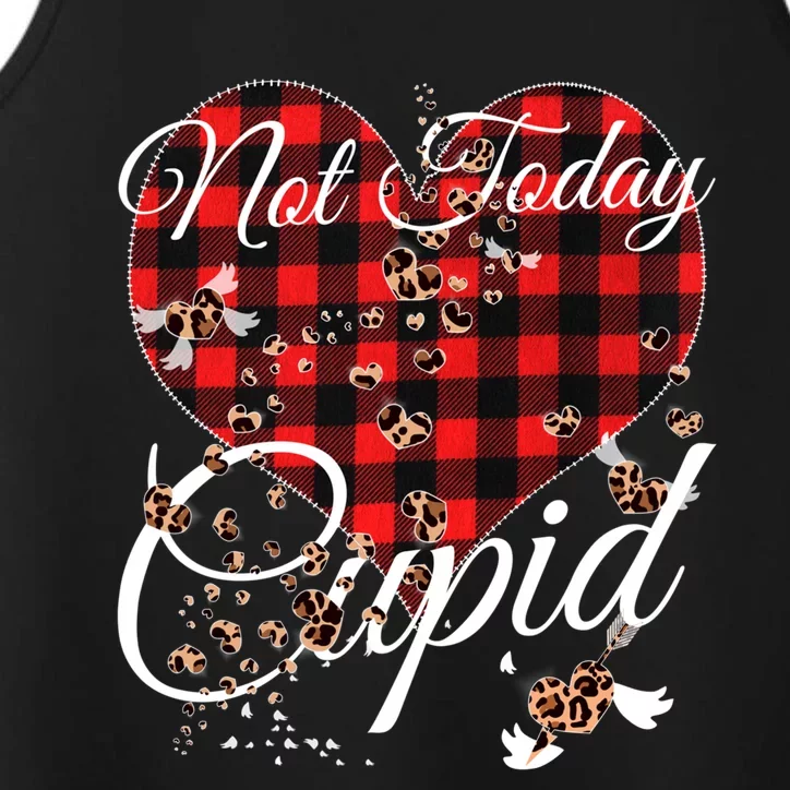 Not Today Cupid Cute Red Plaid Leopard Hearts Valentines Day Gift Performance Tank