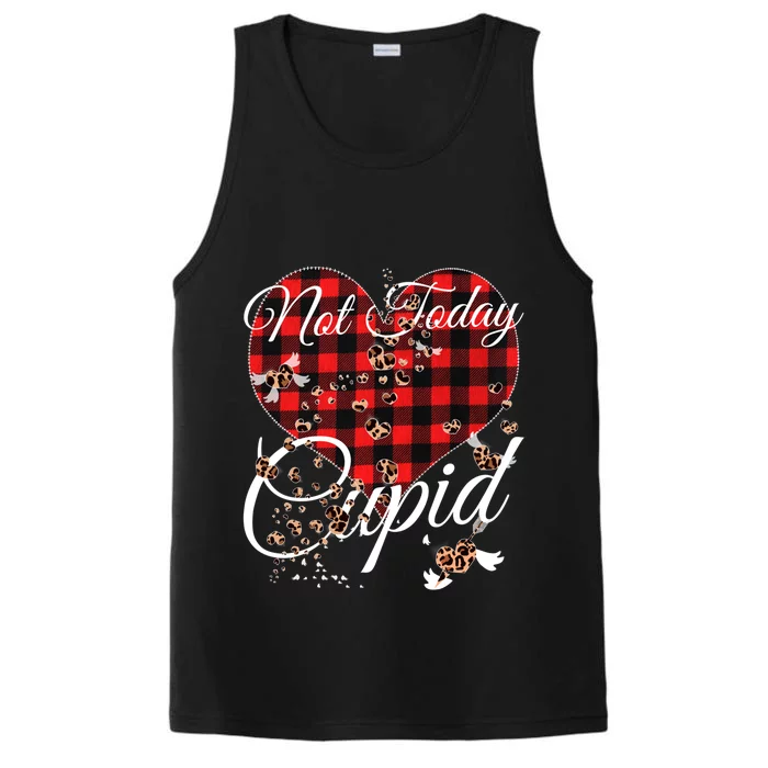 Not Today Cupid Cute Red Plaid Leopard Hearts Valentines Day Gift Performance Tank