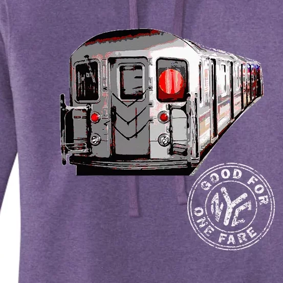 Nyc Train Car Retro New York City Token Women's Pullover Hoodie