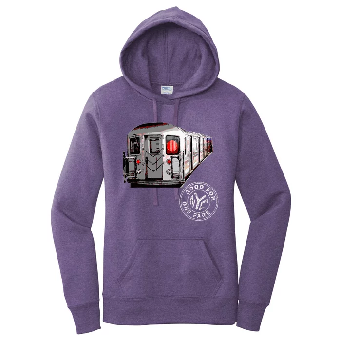 Nyc Train Car Retro New York City Token Women's Pullover Hoodie