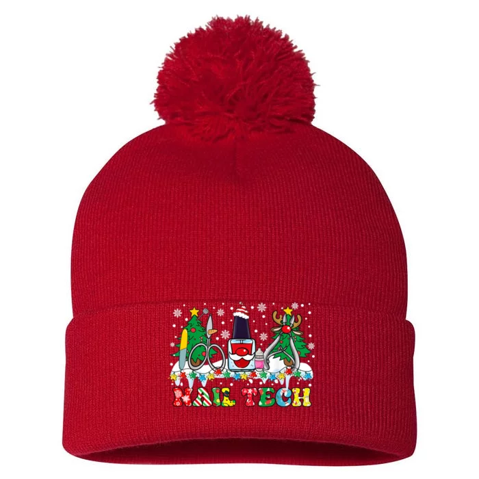 Nail Tech Christmas Nail Artist Pom Pom 12in Knit Beanie