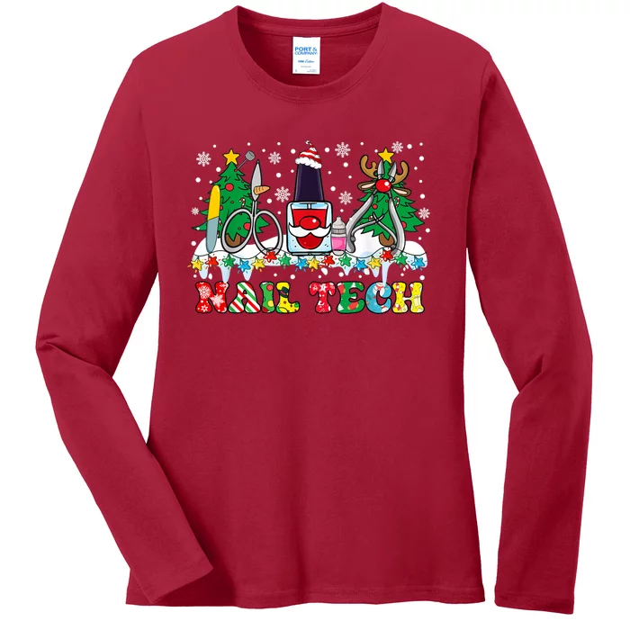 Nail Tech Christmas Nail Artist Ladies Long Sleeve Shirt