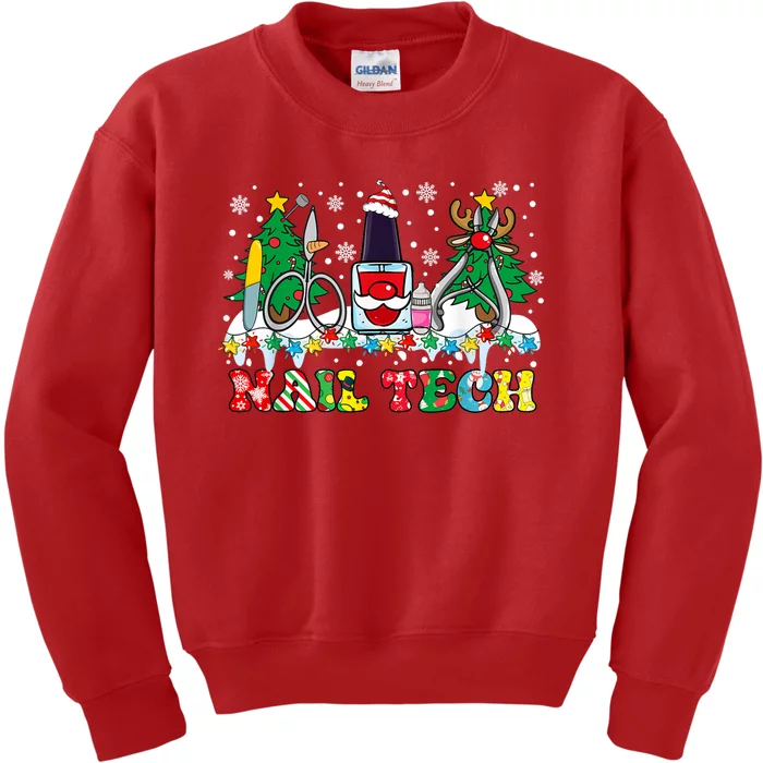 Nail Tech Christmas Nail Artist Kids Sweatshirt