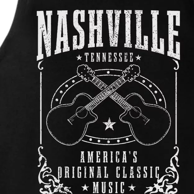 Nashville Tennessee Country Music City Guitar Ladies Tri-Blend Wicking Tank