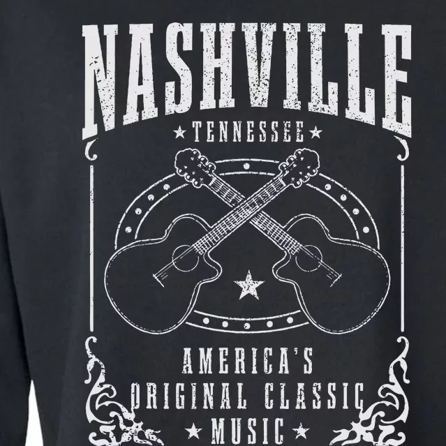 Nashville Tennessee Country Music City Guitar Cropped Pullover Crew