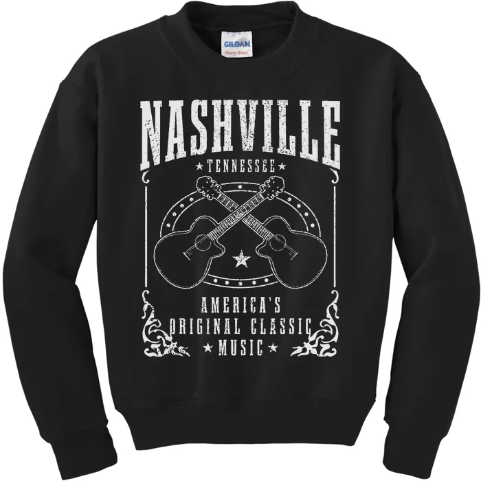 Nashville Tennessee Country Music City Guitar Kids Sweatshirt