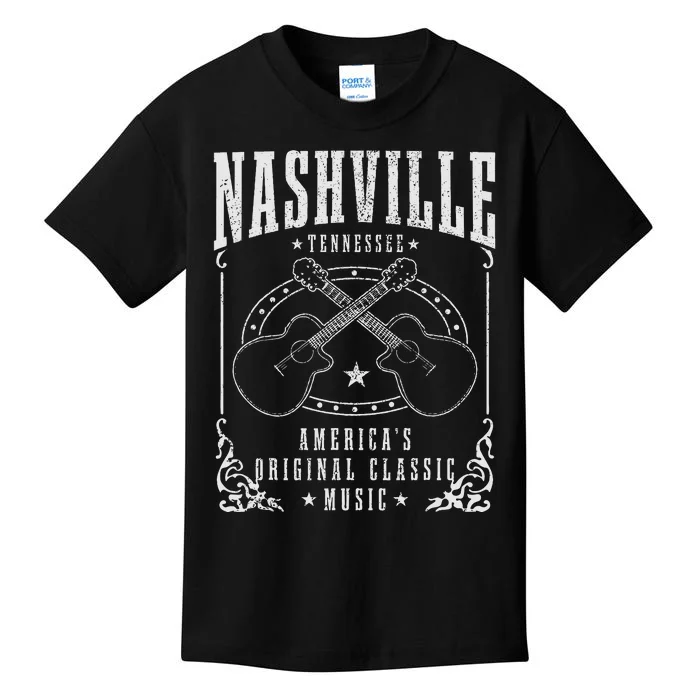 Nashville Tennessee Country Music City Guitar Kids T-Shirt