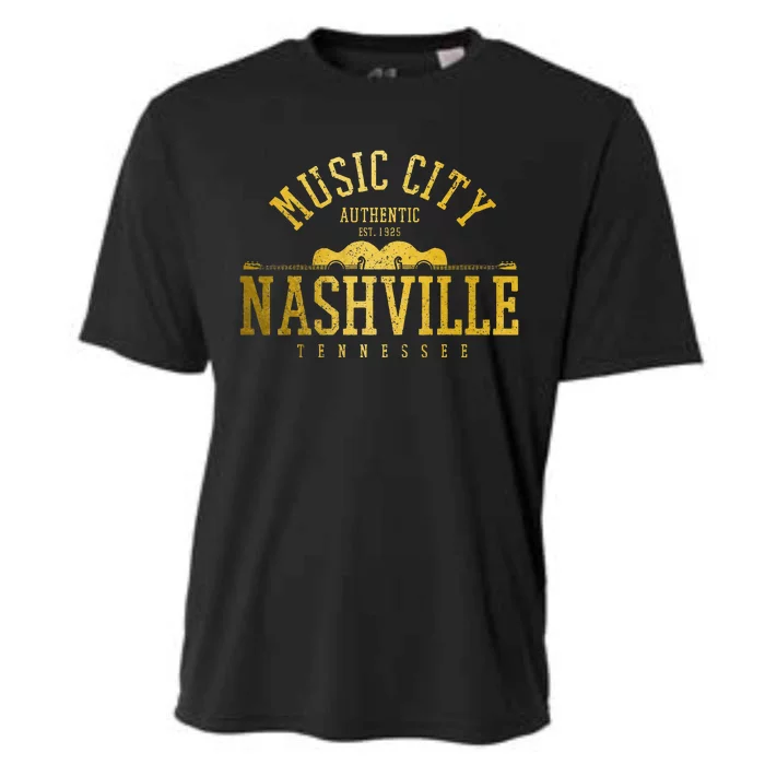 Nashville Tennessee Country Music City Guitar Vintage Nash Cooling Performance Crew T-Shirt