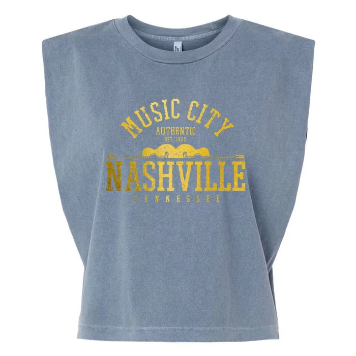 Nashville Tennessee Country Music City Guitar Vintage Nash Garment-Dyed Women's Muscle Tee