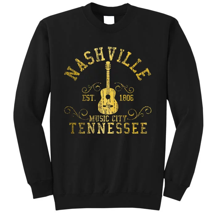 Nashville Tennessee Country Music City Guitar Vintage Nash Tall Sweatshirt