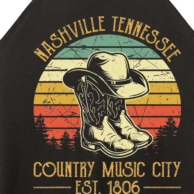 Nashville Tennessee Cowboy Boots Hat Country Music City Women’s Perfect Tri Rocker Tank