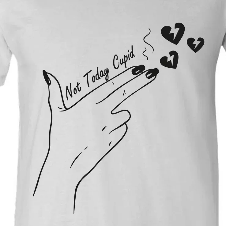 Not Today Cupid Funny Valentine Day V-Neck T-Shirt