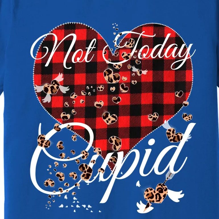 Not Today Cupid Cute Red Plaid Leopard Hearts Valentines Day Great Gift Premium T-Shirt