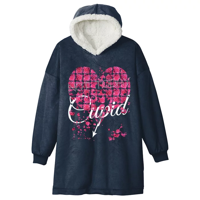 Not Today Cupid Tee Gift Pink Rose Flower Heart Valentine's Day Funny Gift Hooded Wearable Blanket